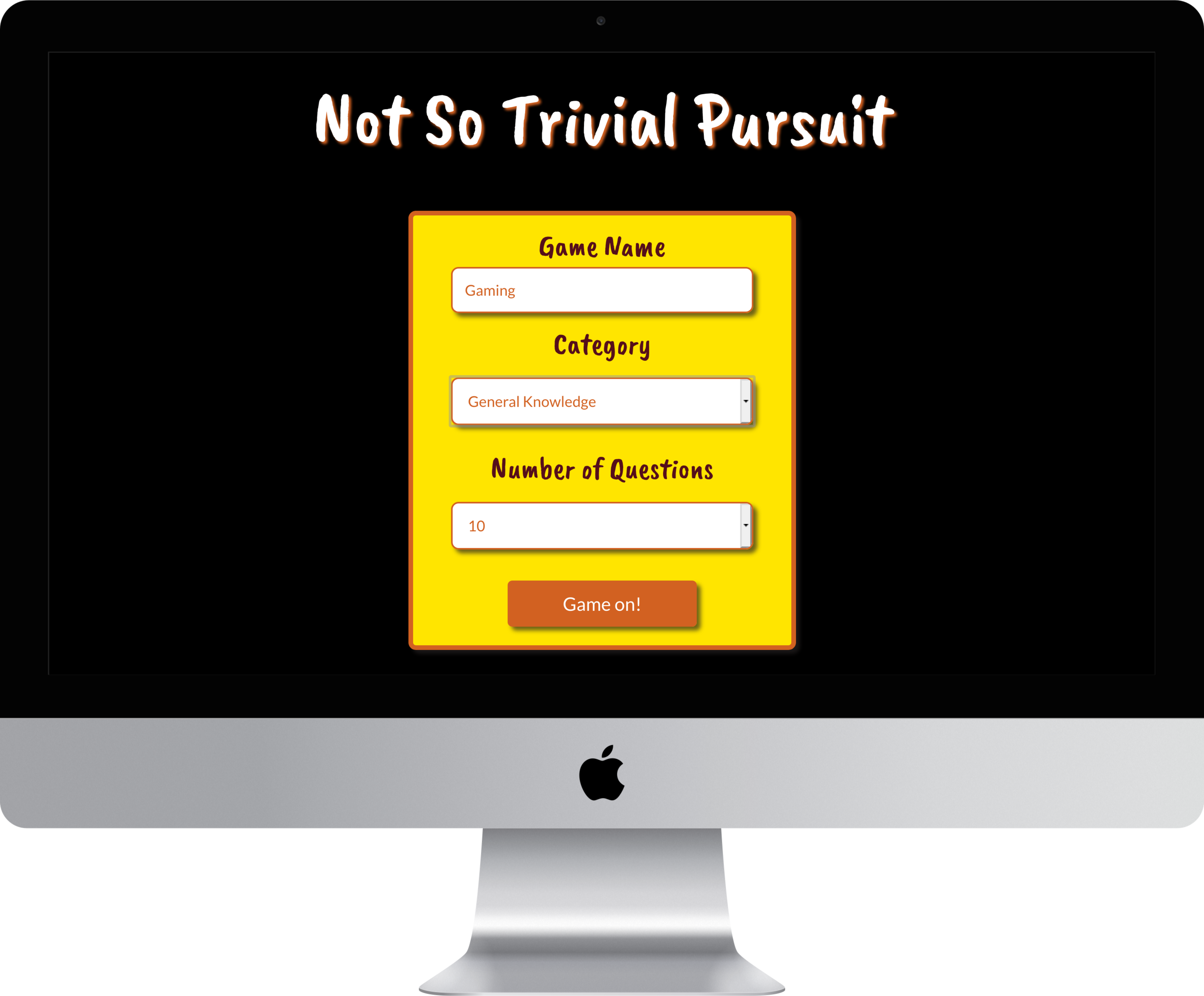 A picture the intro screen of the trivial pursuit game app